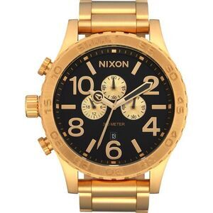NIB Nixon 51-30 Chronograph Bracelet Watch, 51mm In Gold